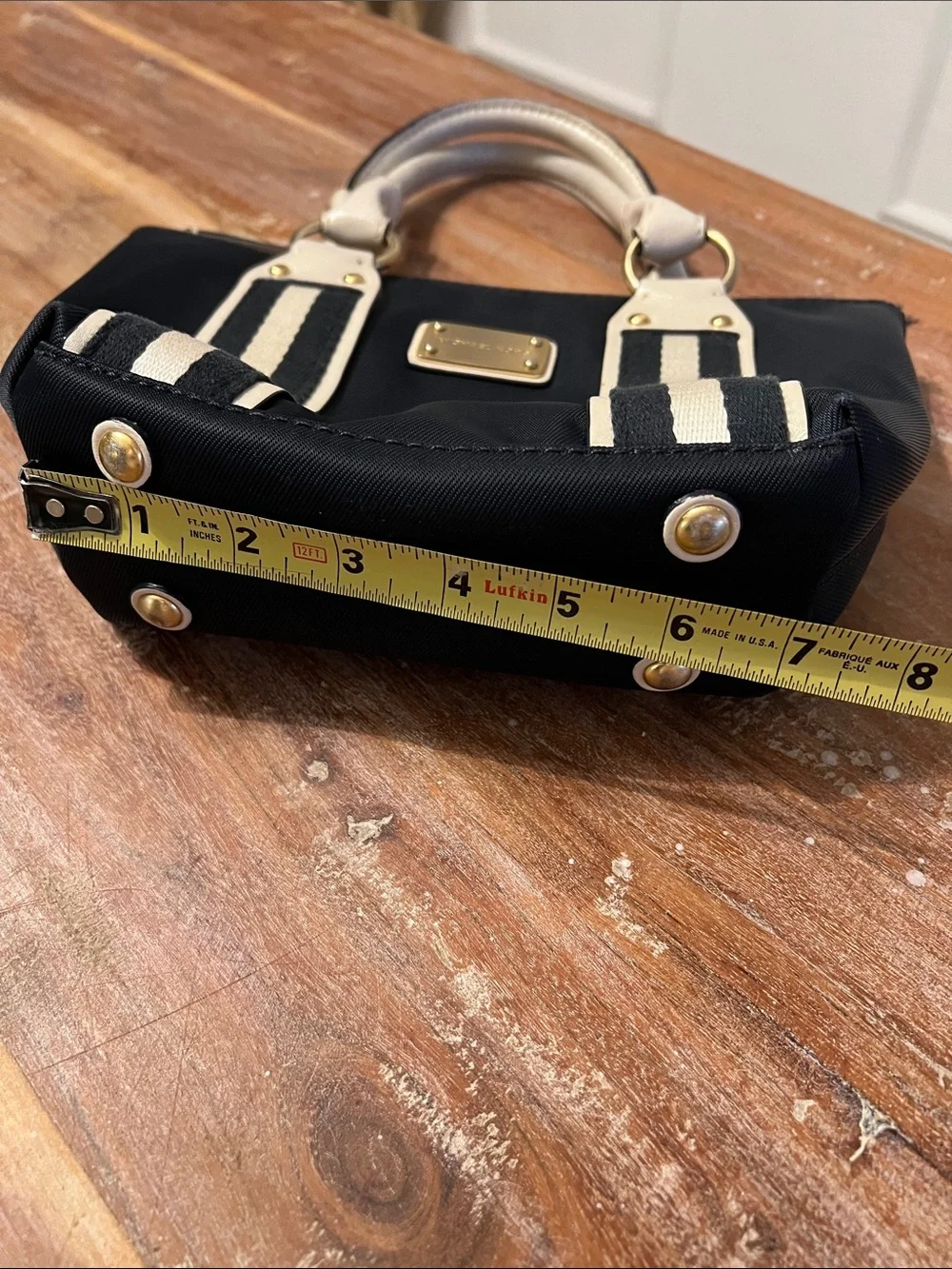 Michael Kors Navy and Cream Mini Satchel with Gold Hardware